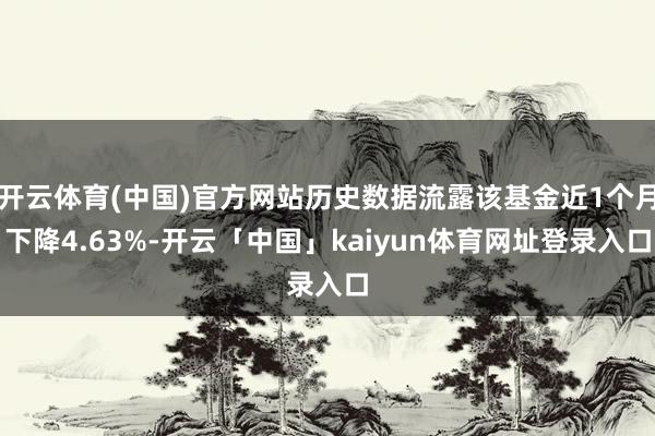 开云体育(中国)官方网站历史数据流露该基金近1个月下降4.63%-开云「中国」kaiyun体育网址登录入口